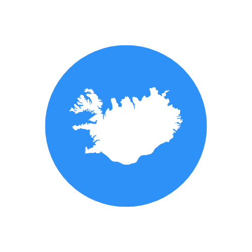 IceTaxis logo representing the country within a white outline in a blue circle